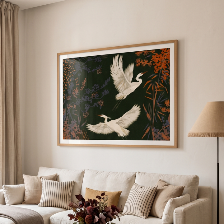 Cuadro "Elegant Egrets Flight"