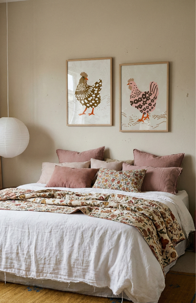 Cuadro "Pink hen on the grass"