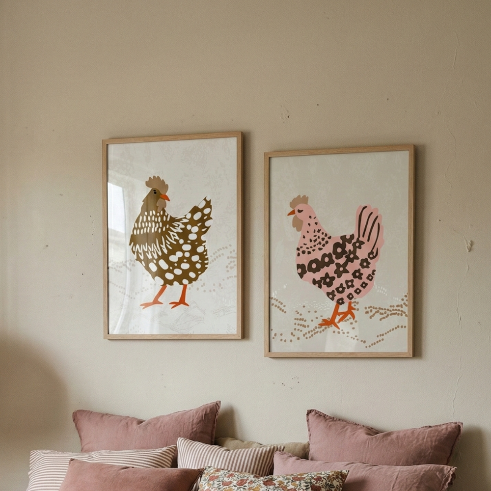 Cuadro "Pink hen on the grass"