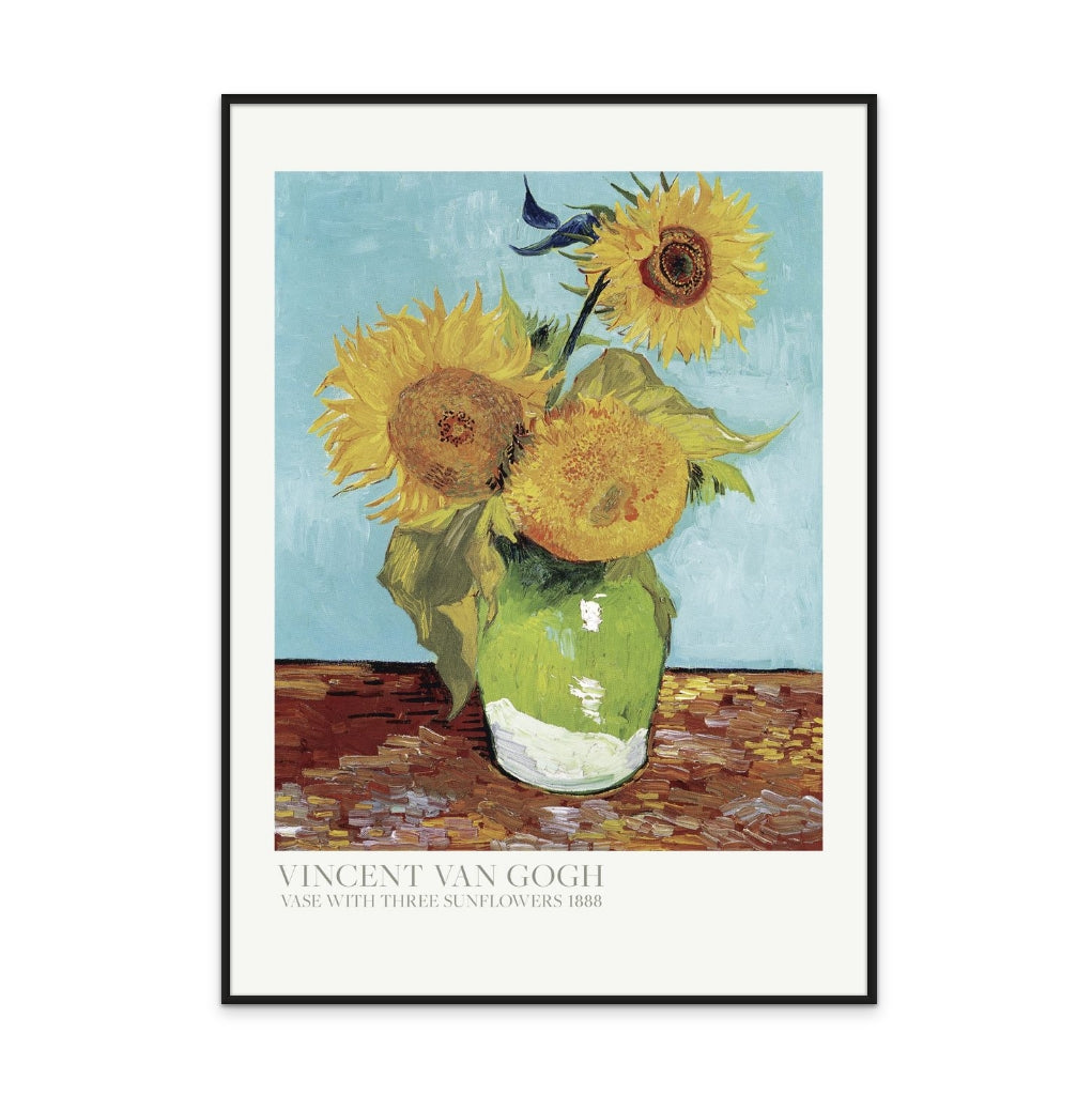 Vase With Three Sunflowers Art Print