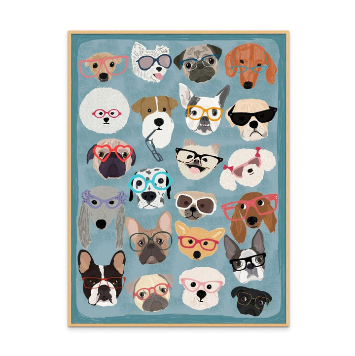 Puzzle Dogs In Glasses Art Print