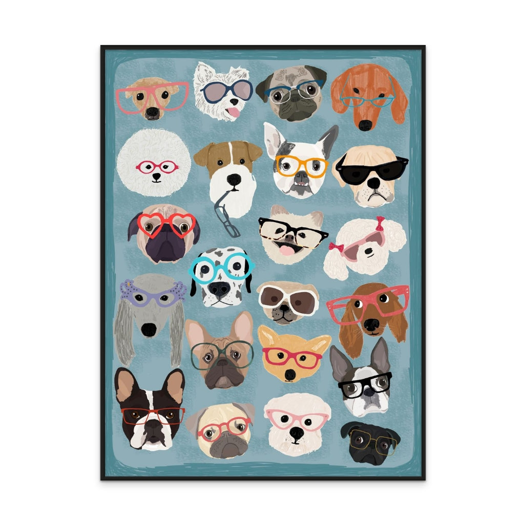 Puzzle Dogs In Glasses Art Print