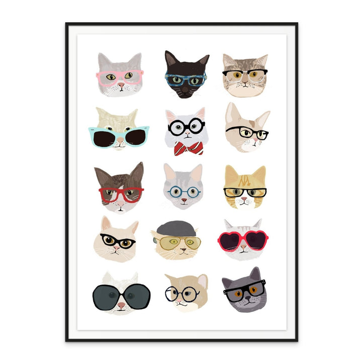 Cats With Glasses Art Print