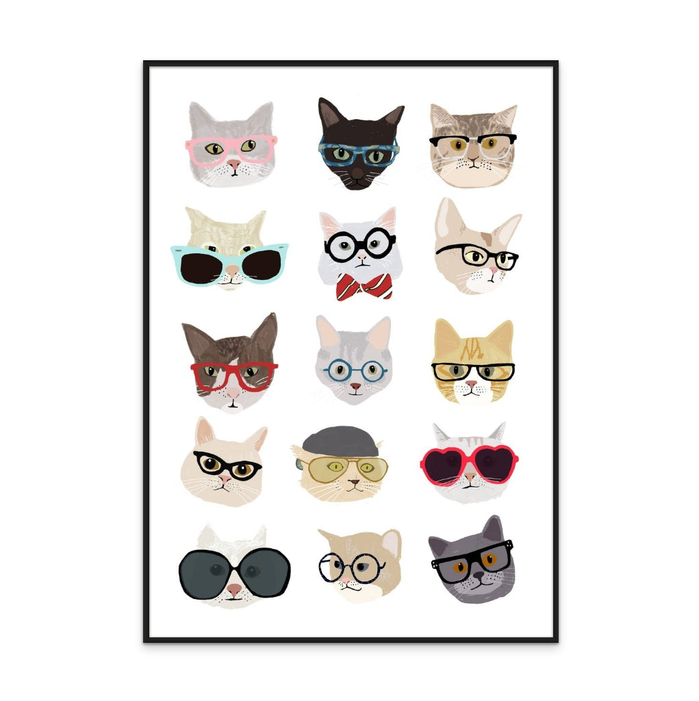 Cats With Glasses Art Print