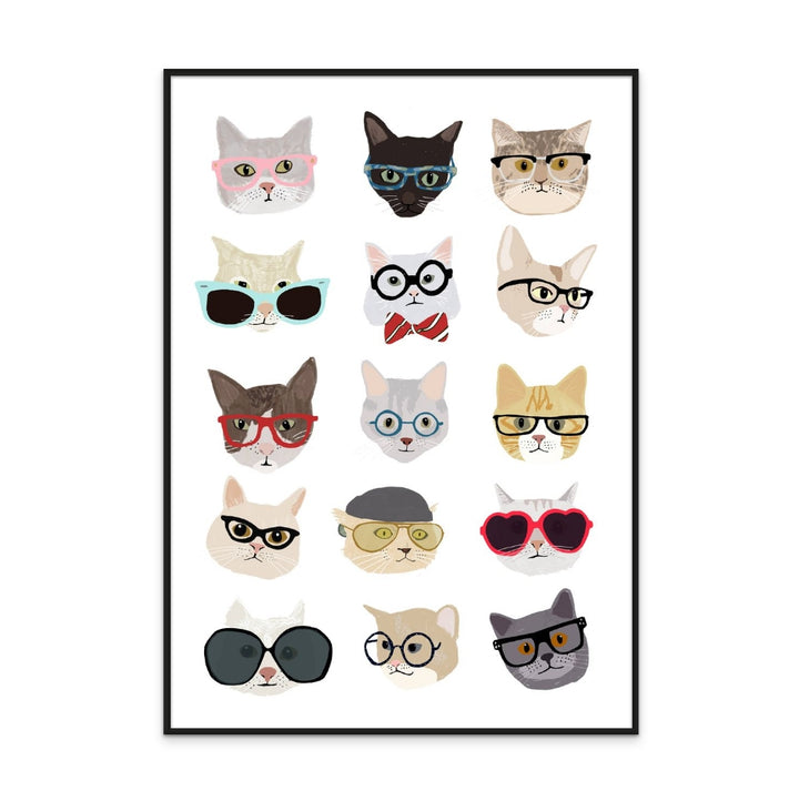 Cats With Glasses Art Print