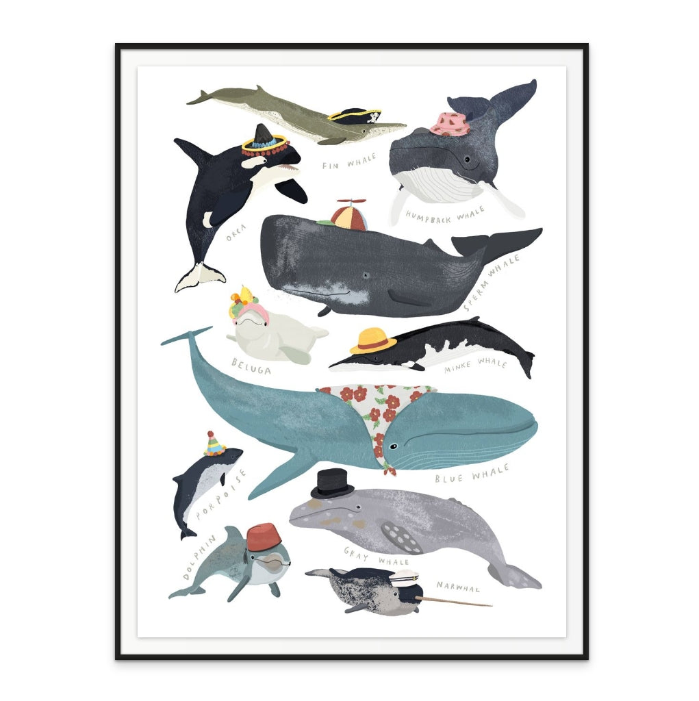 Whales In Hats Art Print