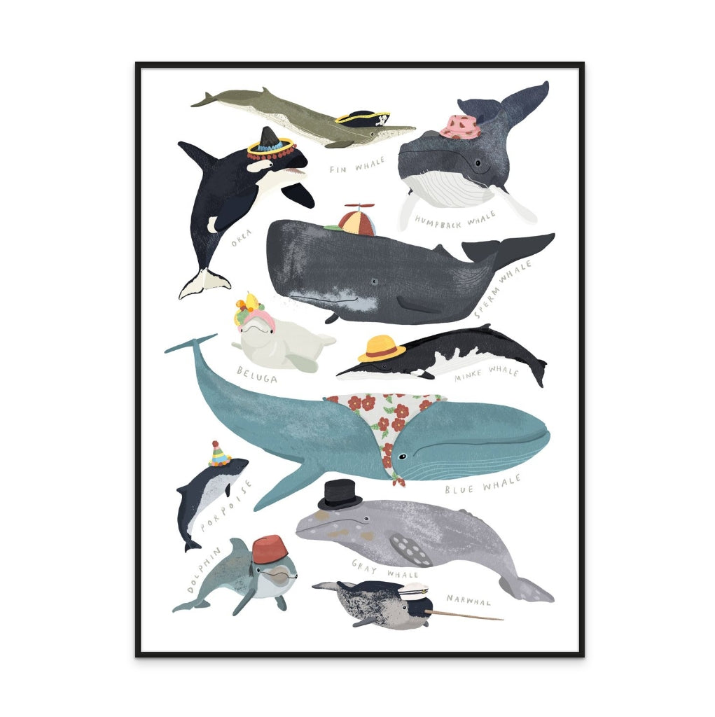 Whales In Hats Art Print