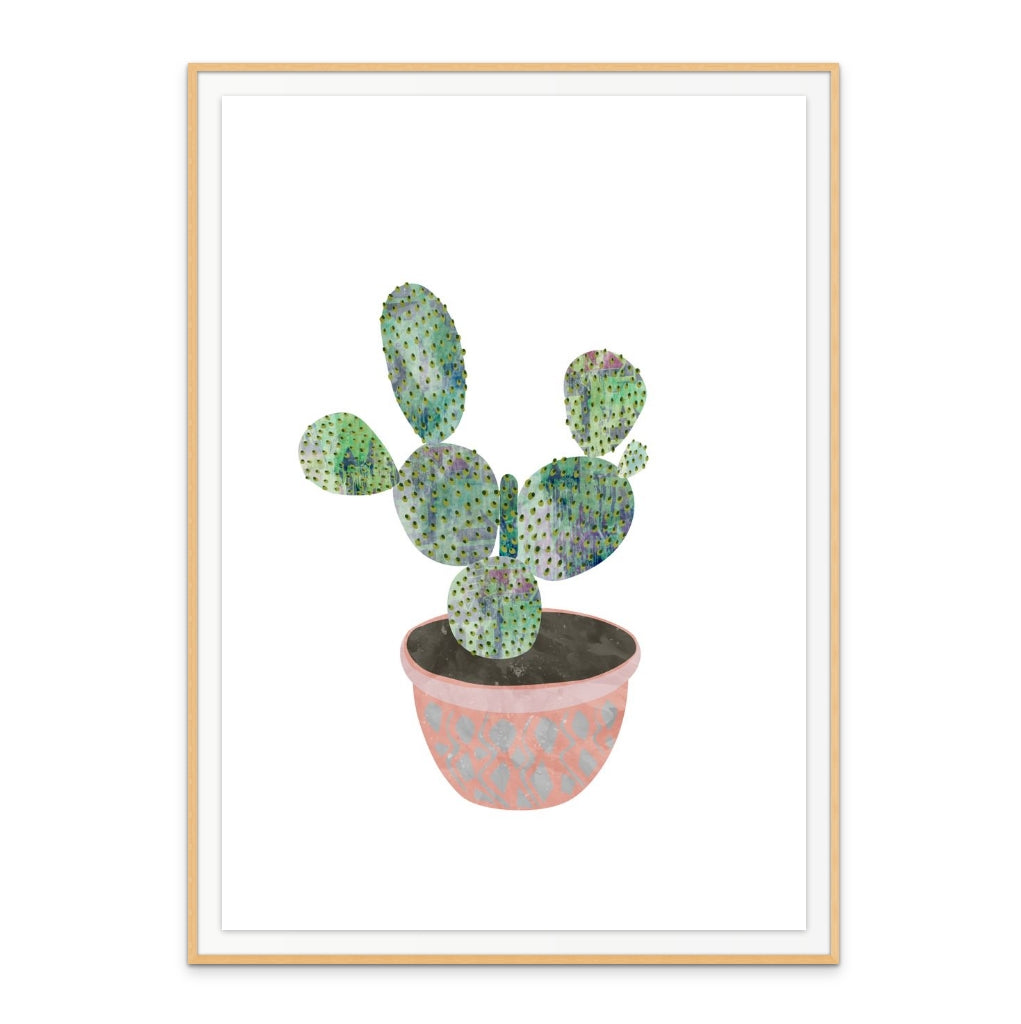 Boho scandi cactus 3 Art Print