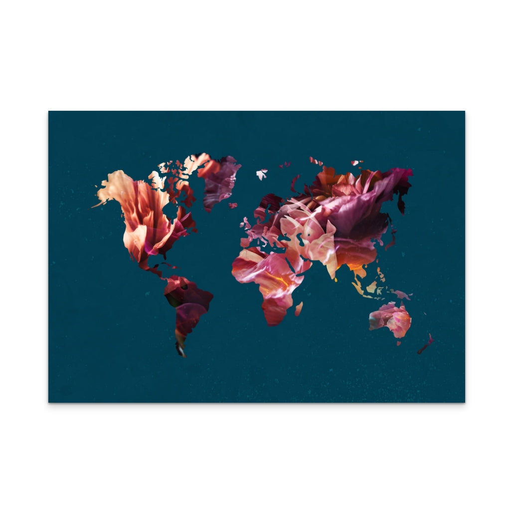 World Map Flowers Art Print