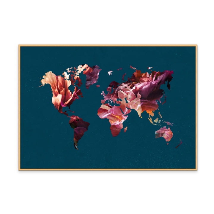 World Map Flowers Art Print