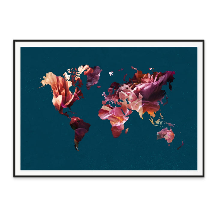 World Map Flowers Art Print