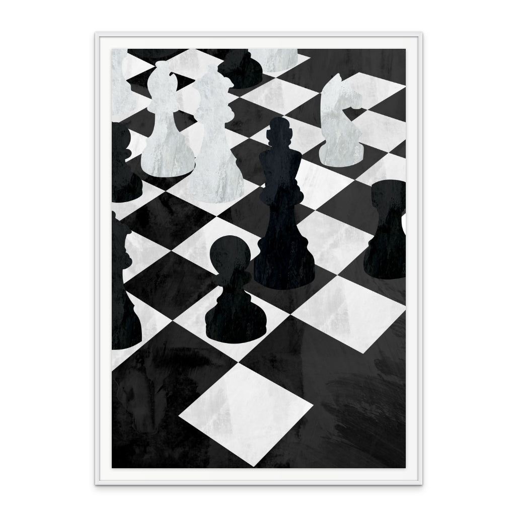 Chess black and white Art Print