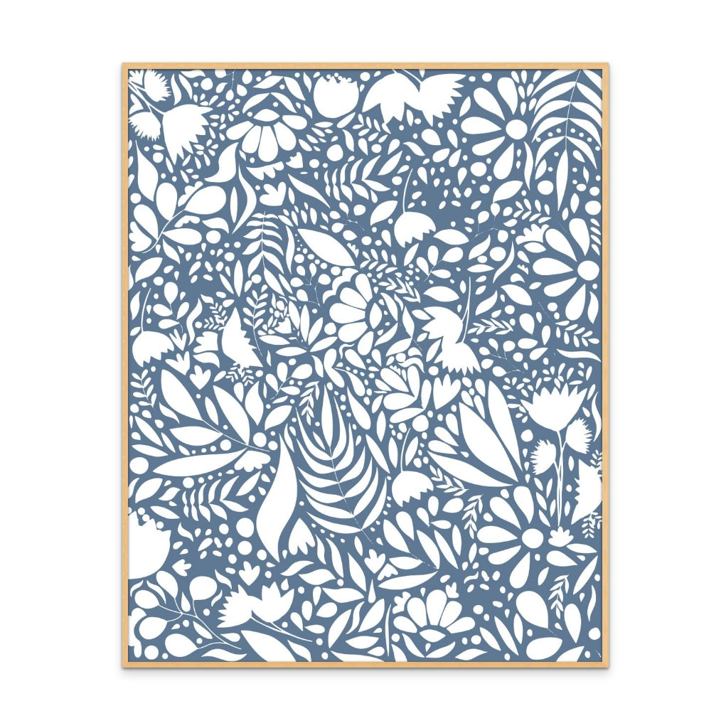 Scandi blue white pattern  Art Print