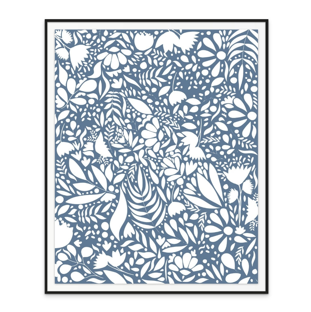 Scandi blue white pattern Art Print