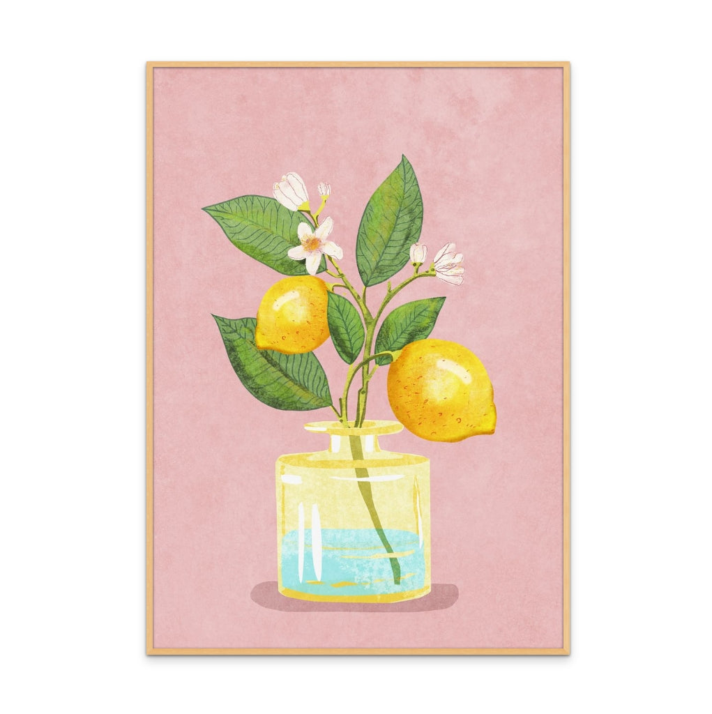 Lemon bunch in vase Art Print