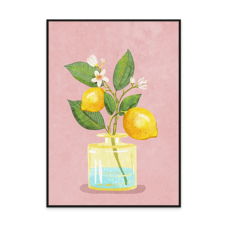 Lemon bunch in vase Art Print