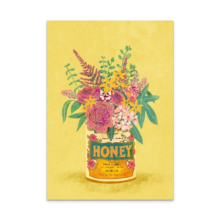 Flowers In a vintage honey can Art Print