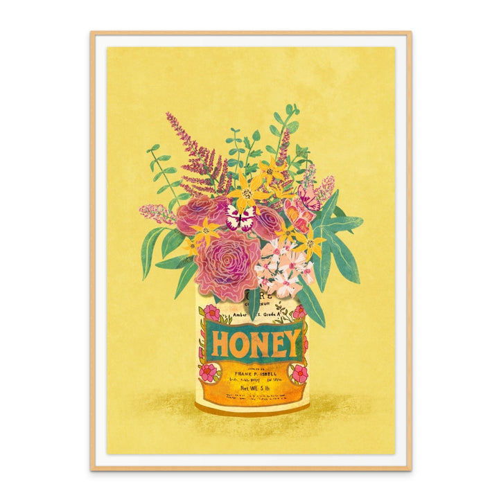 Flowers In a vintage honey can Art Print