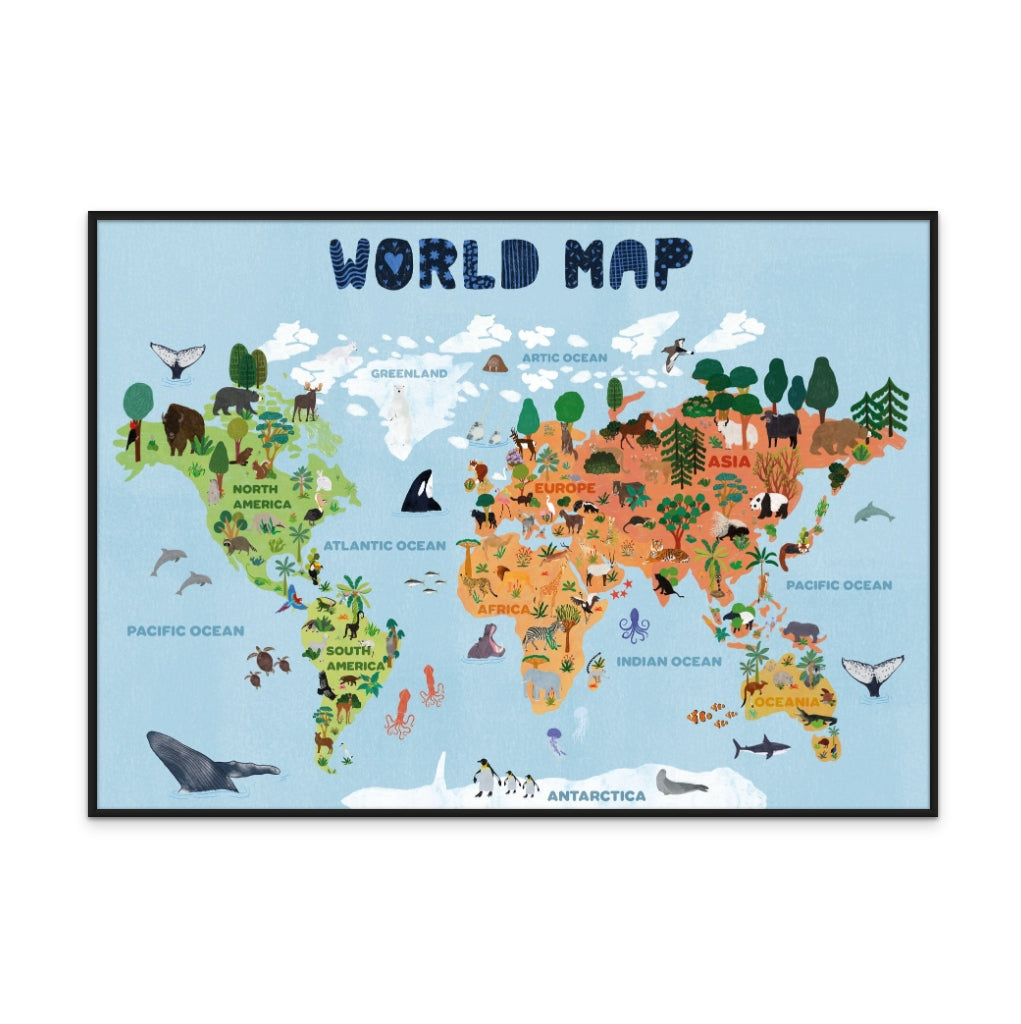 World map for kids Art Print