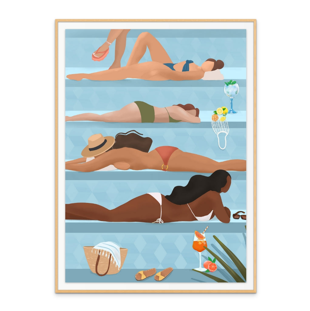 Ladies by the pool Art Print