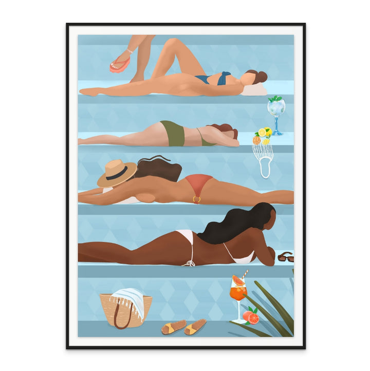 Ladies by the pool Art Print