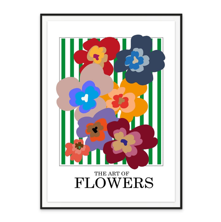 The Art Of Flowers Green Stripe Art Print