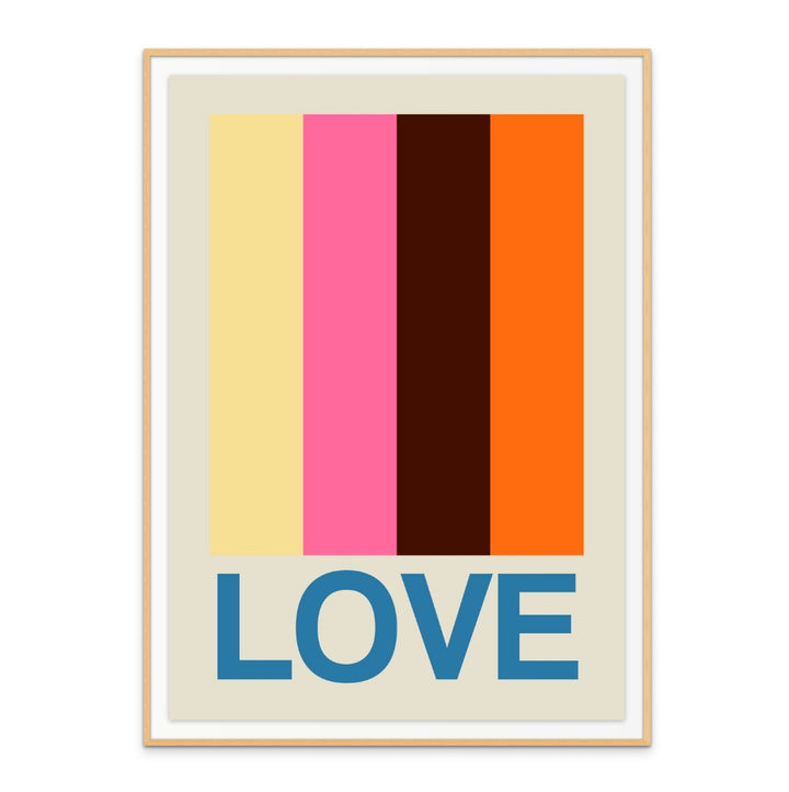 Retro Stripe LOVE Summer Fruits Art Print