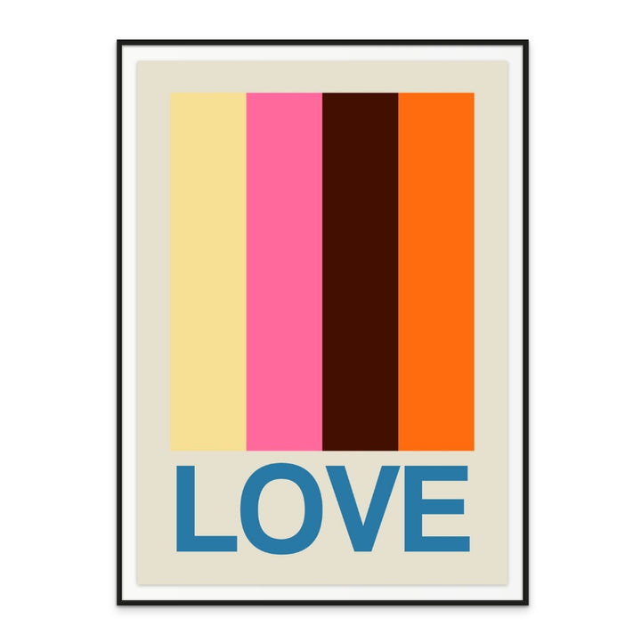 Retro Stripe LOVE Summer Fruits Art Print