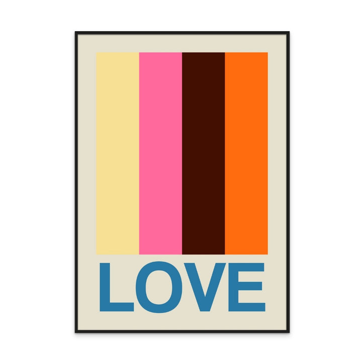 Retro Stripe LOVE Summer Fruits Art Print