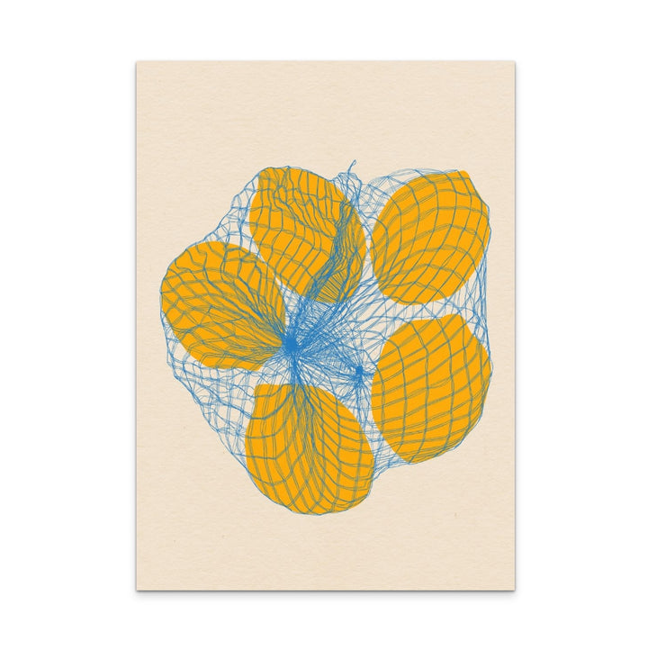 Five Lemons In a Net Bag Art Print