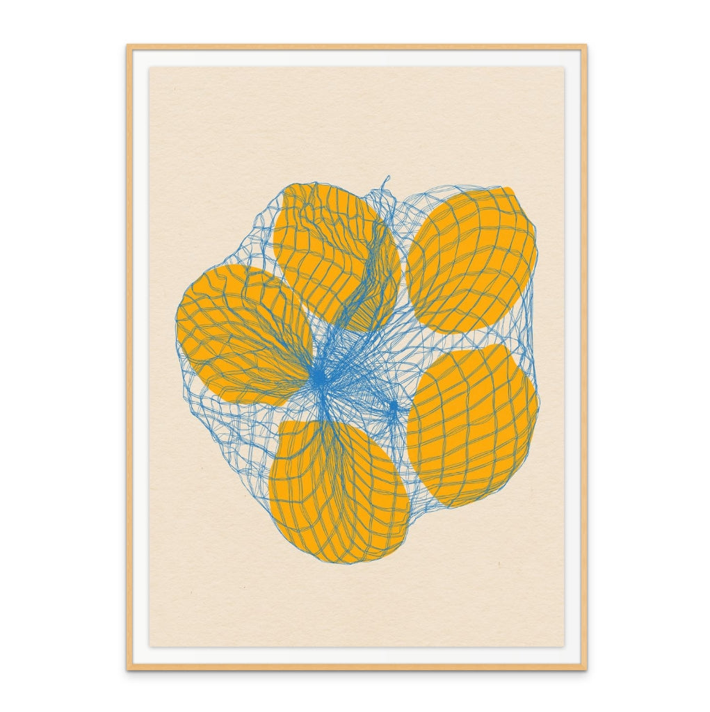 Five Lemons In a Net Bag Art Print