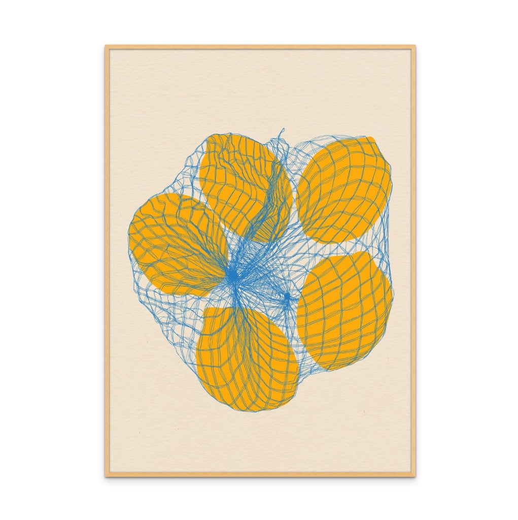 Five Lemons In a Net Bag Art Print