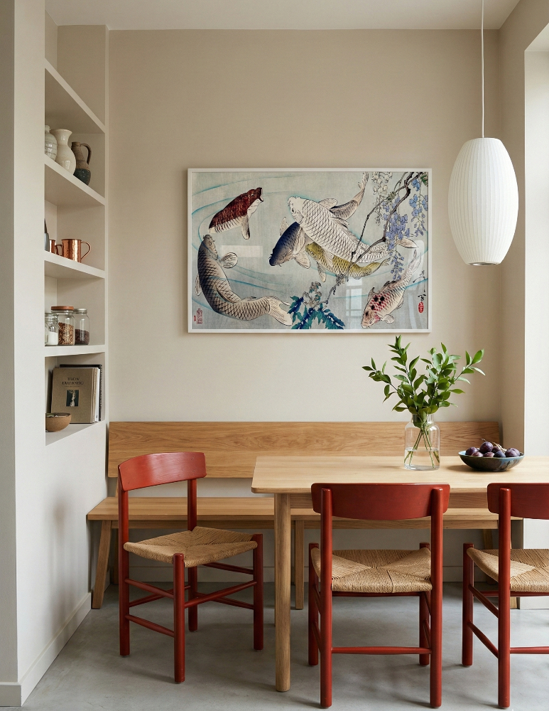 Cuadro "Six Carp Swimming Beneath Wisteria (1889)"