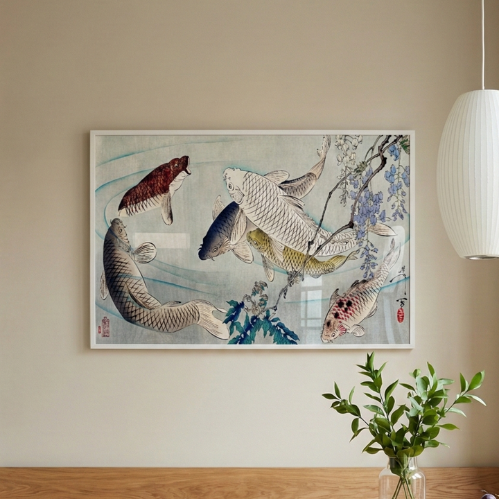 Cuadro "Six Carp Swimming Beneath Wisteria (1889)"