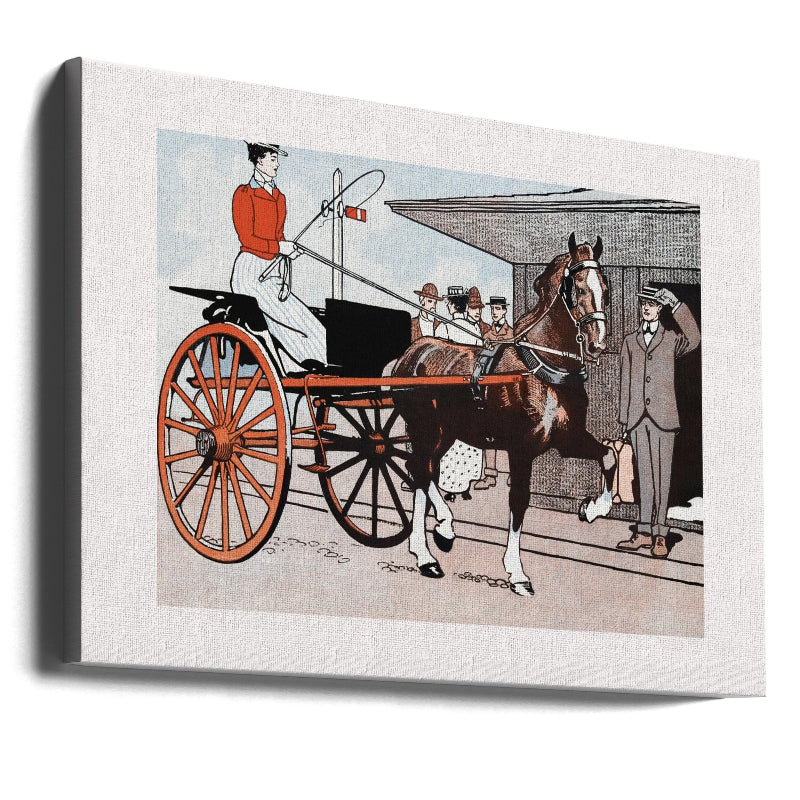 Woman In a Horse Carriage Art Print