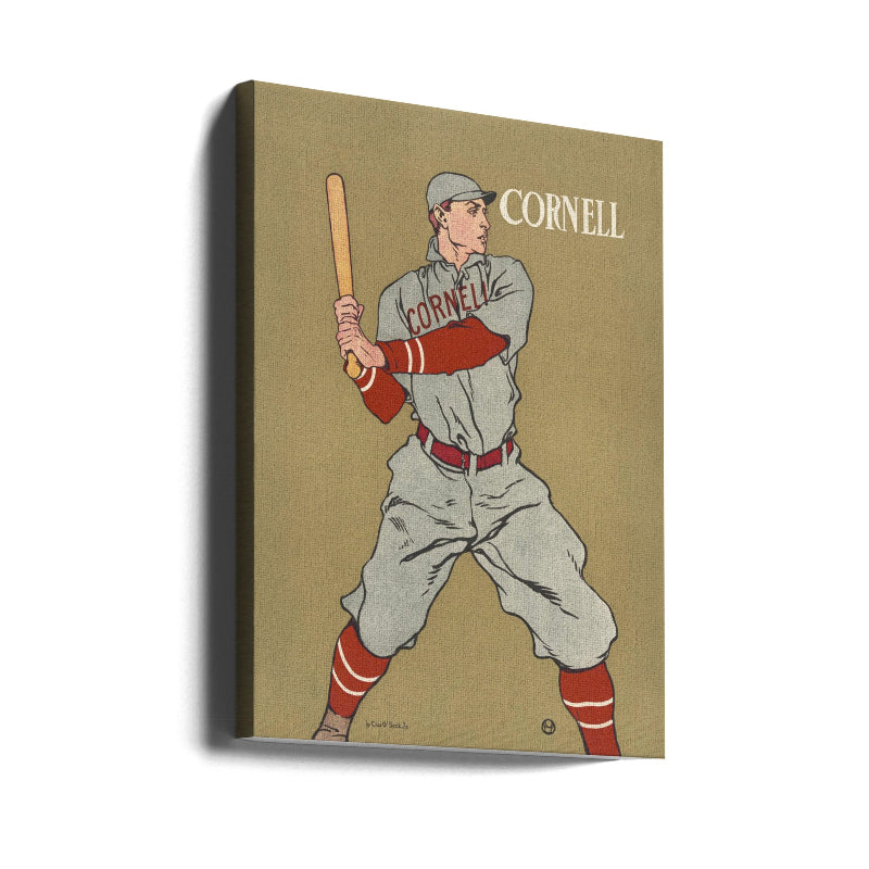 Vintage Drawing of a Baseball Player Holding a Bat Art Print