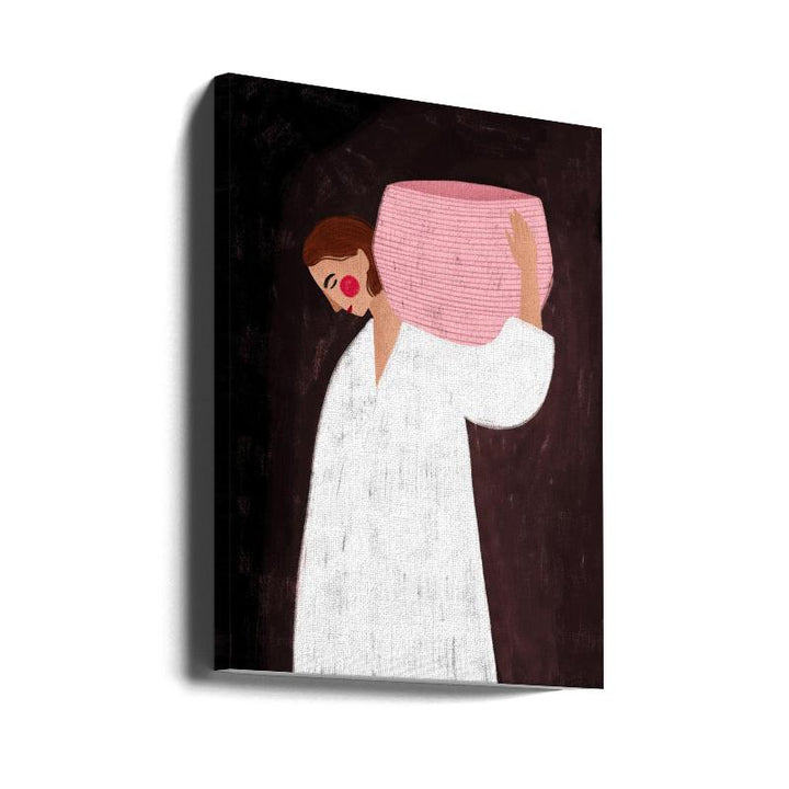 The Woman with the Pink Basket Art Print