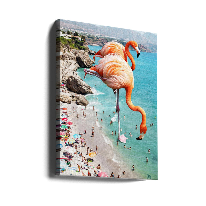 Flamingos On the Beach Art Print