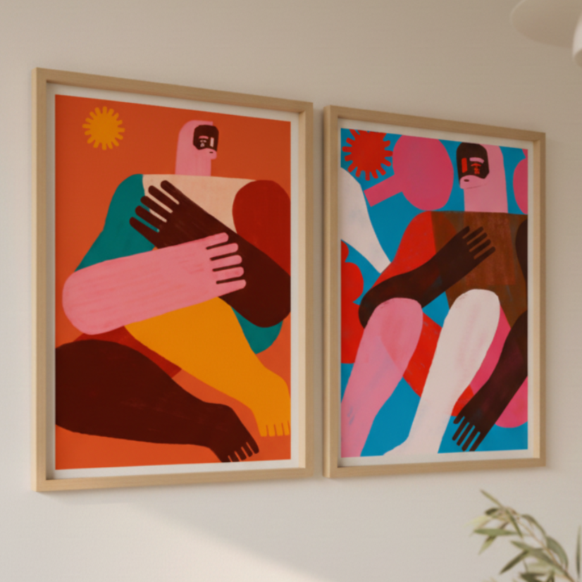 Cuadro "Geometric Shapes and Human Figures II"