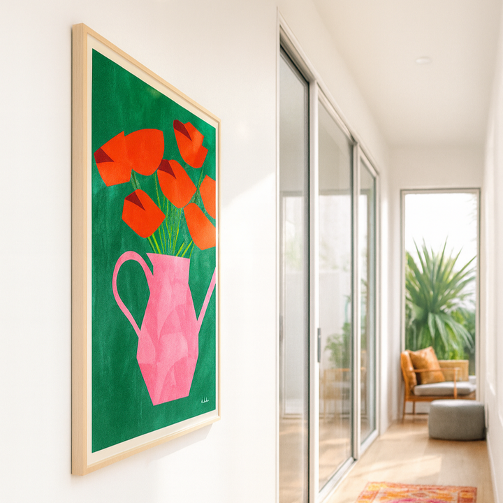 Cuadro "Red Poppies In a Pink Vase"
