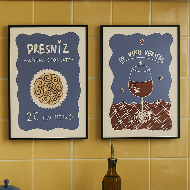 Set de cuadros "Wine & Pastry Pleasures"