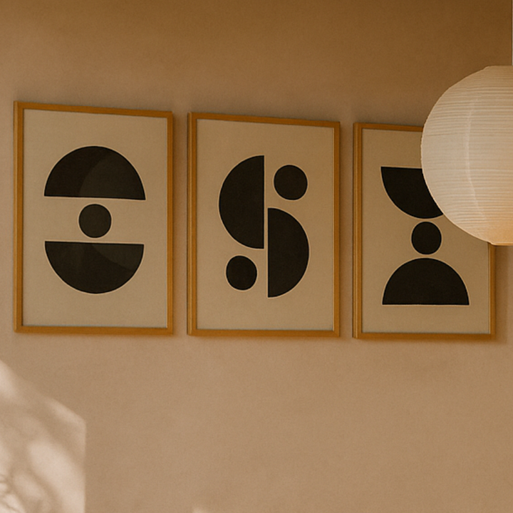 Set de cuadros "Black Abstract Shapes Series"