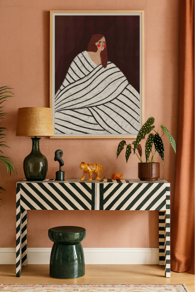 Cuadro "The Woman With Black and White Stripes"