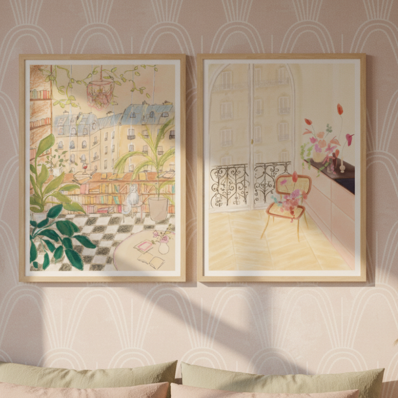 Set de cuadros "Parisian Reading Corners"