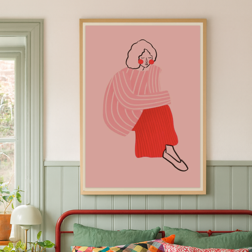 Cuadro "Pink and Red Line Lady"