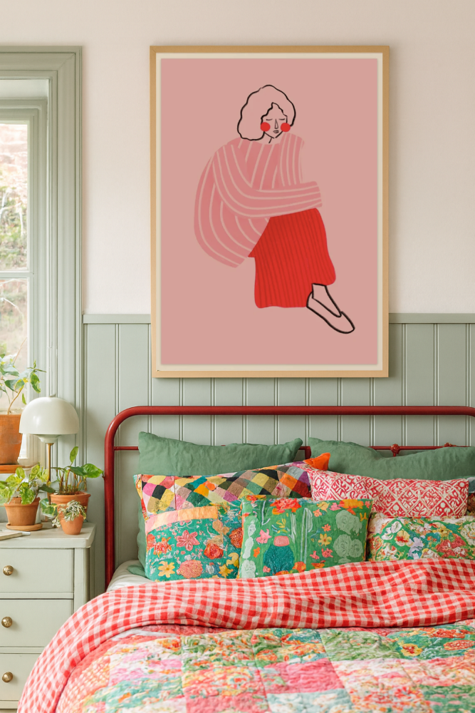 Cuadro "Pink and Red Line Lady"