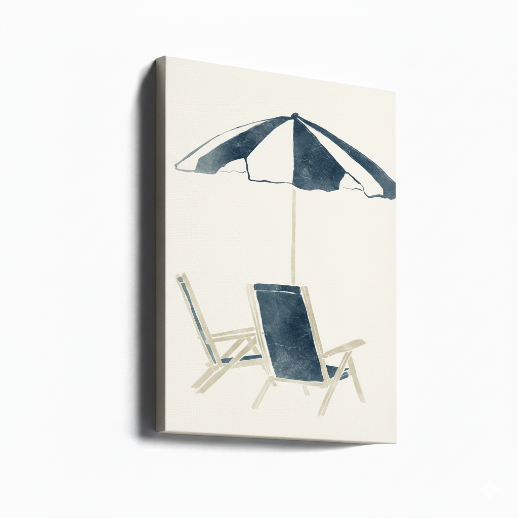 Cuadro "Blue Umbrellas and Chairs"