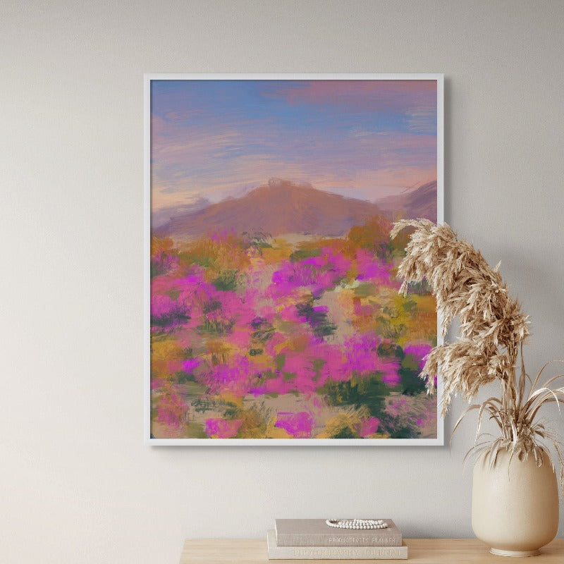 Flores en el desierto Art Print