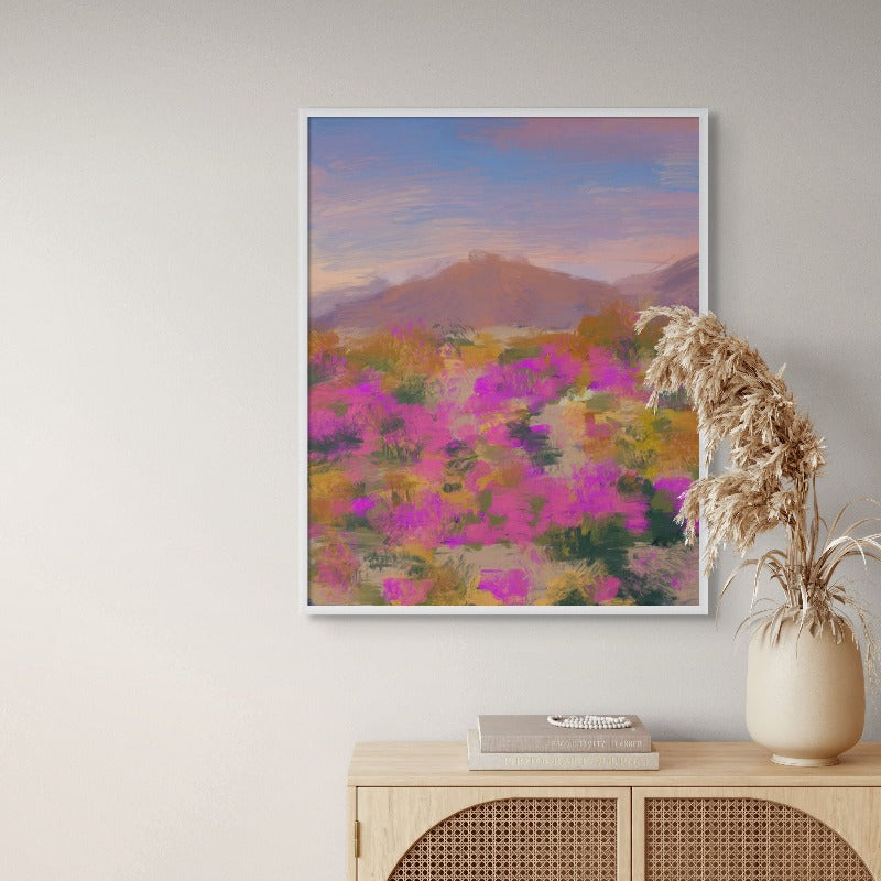 Flores en el desierto Art Print