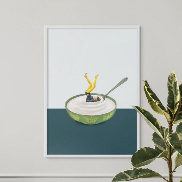 Yoga in my yogurt Art Print